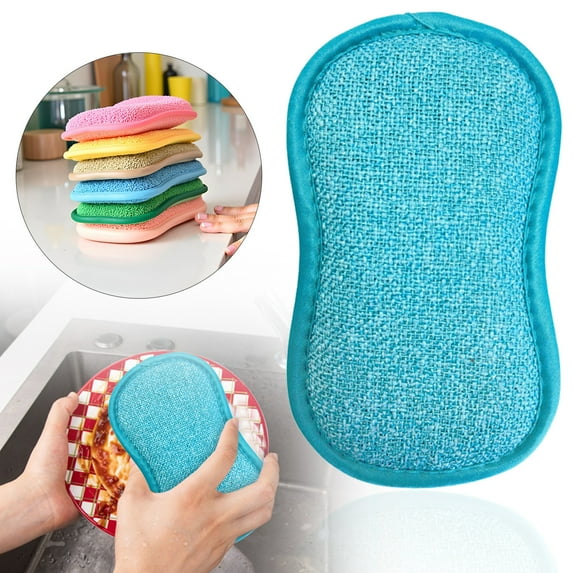 Scrub Sponges Multipurpose Kitchen 2025 New Reusable Microfiber Non-Scratch Washable Upgrade Cleaning Sponge Multipack Random Color Bradem