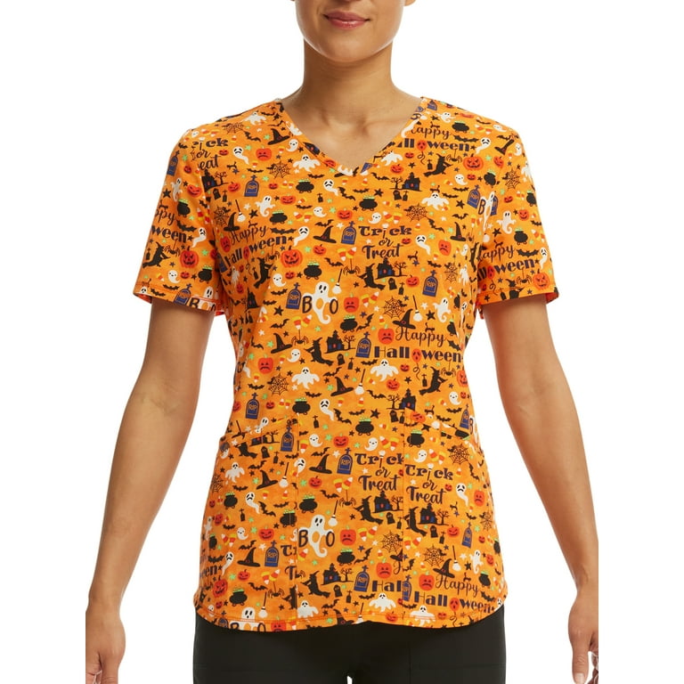 Walmart halloween scrub best sale tops