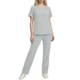 thumbnail image 1 of Scrub Suits for Women V Neck Ruched Top with Pockets & Straight Pants Medical Workwear for Nurses, Pet Care, 1 of 9