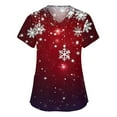 thumbnail image 1 of Scrub Top, Halloween Print Scrubs Tops Medical Nursing Uniforms with Pockets Short Sleeve V Neck Shirt Classic Fit V-Neck Top Nurse 2025 for Women 2 & Soft Fabric Stretch Red M, 1 of 5