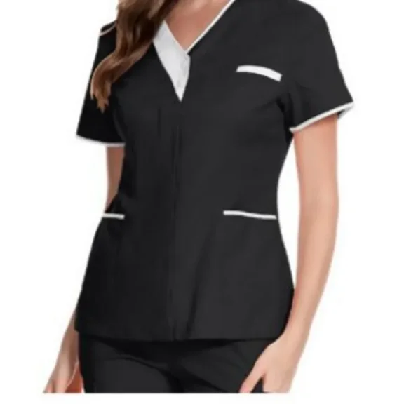 Scrub Top Women - Loose Fit Tunic Short Sleeve V-Neck Nursing T-Shirt | Breathable Healthcare Workwear | Comfortable Medical Uniform for Nurses & Carers