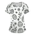 thumbnail image 1 of Scrub Top Women，Scrub Tops Womens Cute Easter Printed Nurse Uniforms 2026 Short Sleeve Scrub V Neck Shirt with Pockets，White，XXXXL, 1 of 3
