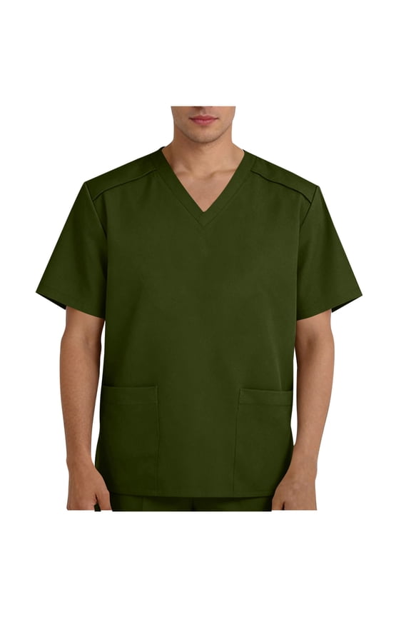 Scrub Top for Men - Stretch V-Neck Scrubs with 3 Pockets, Anti-Wrinkle Scrubs for Men