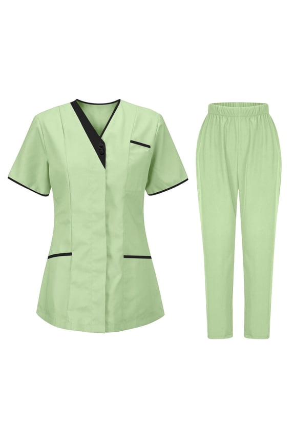 Scrub Tops, Back-To-School Nursing Clinicals Quick Dry Uniform Bundle 2025 Summer Essential Healthcare Professional Workwear Wrinkle-Resistant Hospital Set Odor Resistant Green L