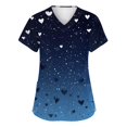 thumbnail image 1 of Scrub Tops For Women,Women's Fashion V-Neck Short-Sleeve Workwear with Pockets Valentine's Day Printed Top Nursing Scrub Top - Dark Blue - L, 1 of 5