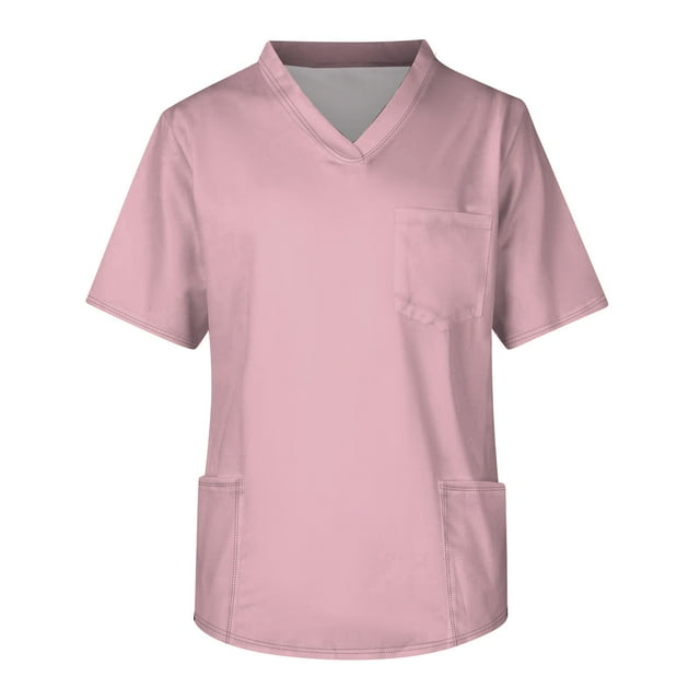 Scrub Tops Short Sleeve Trending Office Mens Plus Size Summer Solid Ruffle Scrubs