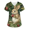 thumbnail image 1 of Scrub Tops With Pockets，Easter Scrub Tops Women Bunny Egg Hunt Print Scrubs Short Sleeve Holiday Working Uniform with Pockets，Dark Green，XXXXL, 1 of 4