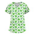 thumbnail image 1 of Scrub Tops for Women Clearance Plus Size Saint Patrick Day Holiday Ydkzymd V Neck Character Graphic Scrub Tops Nursing Clover Uniform Shirts Short Sleeve Green Luck Workwear Mint Green 2XL, 1 of 3