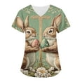 thumbnail image 1 of Scrub Tops Women Plus Size，Easter Scrub Tops Women Bunny Egg Hunt Print Scrubs Short Sleeve Holiday Working Uniform with Pockets，Gray，XXXXL, 1 of 4