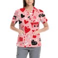 thumbnail image 1 of Scrub Tops Women Plus Size,Plus Size Women's Fashion V-Neck Nursing Top Valentine's Day Print Short-Sleeve Scrub Tops with Pockets - Pink - S, 1 of 5