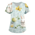 thumbnail image 1 of Scrub Tops Women Plus Size，Scrub Tops Womens Cute Easter Printed Nurse Uniforms 2026 Short Sleeve Scrub V Neck Shirt with Pockets，Mint Green，XXXL, 1 of 3