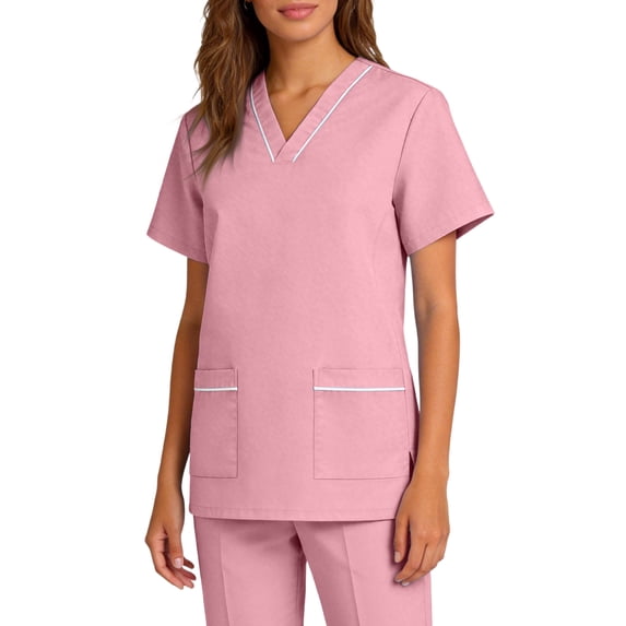 Scrub Tops Women Plus Size Short Sleeve Stretch Nursing Scrub Shirts with Side Pockets