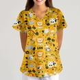 thumbnail image 1 of Scrub Tops Women Plus Size Short Sleeve V-Neck Shirts Funny Printed Scrubs Top Medical Nursing Uniforms with Pockets 01-Yellow L, 1 of 5