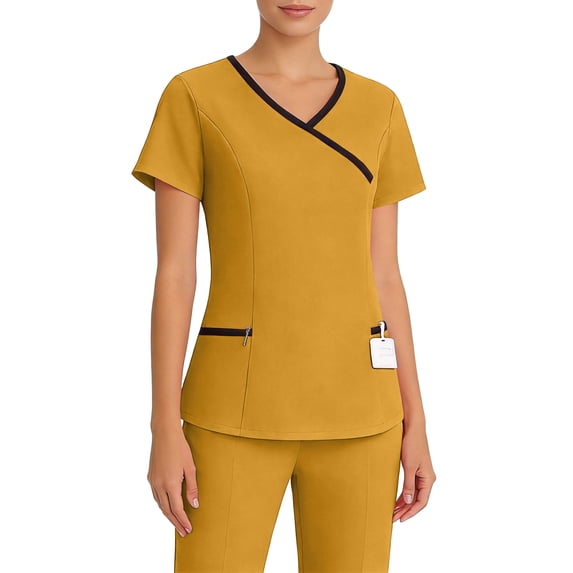 Scrub Tops Women Plus Size V-Neck Short Sleeve Women Shirt Nursing Uniforms with Pocket