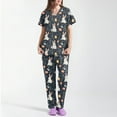 thumbnail image 1 of Scrub Tops Women Plus Size，Women's Short-Sleeve Easter Print Nursing Scrubs Set with Pockets，Navy，S, 1 of 4