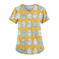 thumbnail image 1 of Scrub Tops Women Print，Scrub Tops for Women Medical Workwear Stretch Fashion Funny Easter Printed Plus Size Short Sleeve Nursing Uniform Scrub Tops，Orange，XXXL, 1 of 5