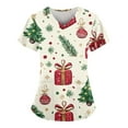 thumbnail image 1 of Scrub Tops Women Print, Womens Christmas Snowman Tee Stretchy Holiday Graphic Tshirt Loose Fit Festive V-Neck Top 4-Season Shirt Winter Party Outfit Streetwear Machine Green Xxl, 1 of 3