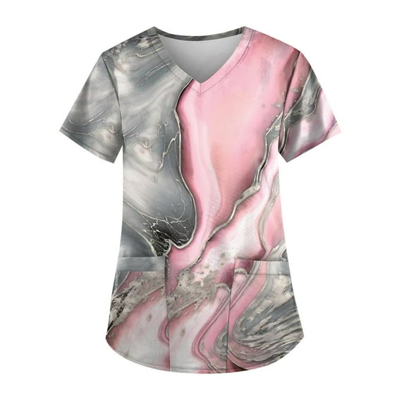 Scrub Tops Women Short Short Sleeve Summer Woman Work Lounge Comfort Print for Women