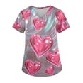 thumbnail image 1 of Scrub Tops Women Short Sleeve Plus Size V-Neck Fun Printed Scrubs Top Medical Nursing Uniforms with Pockets Pink L, 1 of 4