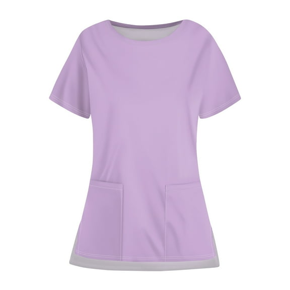Scrub Tops Women Thanksgiving Scrubs Tops for Women Scrubs for Women Tops White with Pockets Purple Size 4XL