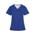 thumbnail image 1 of Scrub Tops Womens Scrubs, Women's Antimicrobial Work Blouses Breathable Quick-Dry Nurse Shirts Stretch for Healthcare Home Care Nursing Week Gift Summer Clinical V-Neck Blue 5Xl, 1 of 4
