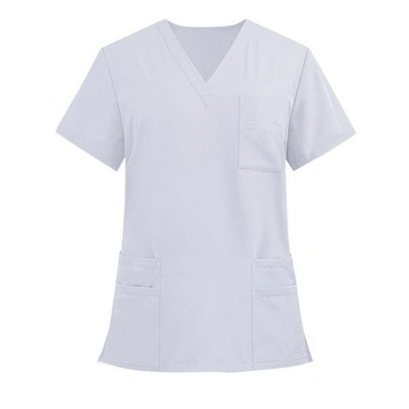 Scrub Tops for Men Regular Fit Short Sleeve Nursing Uniform Unisex Modern V Neck, Cargo Healthcare Workwear Breathable Fabric