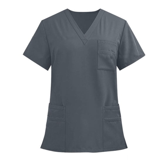 Scrub Tops for Men Regular Fit Short Sleeve Nursing Uniform Unisex Modern V Neck, Cargo Healthcare Workwear Breathable Fabric