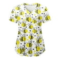 thumbnail image 1 of Scrub Tops for Women Bee Graphic Short Sleeve V-Neck Medical Uniform Soft Stretchy Free Nurse Shirt with 2 Pockets Yellow XL, 1 of 3