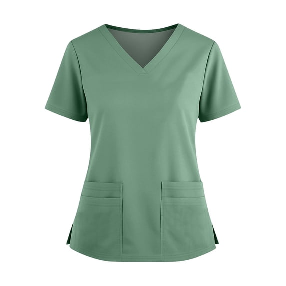 Scrub Tops for Women Breathable Stretch Fabric V-Neck Scrub Shirts, 4 Pocket Comfortable Scrub Tops Green 3XL