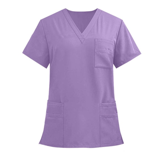 Scrub Tops for Women V Neck Short Sleeve Nurses Shirts Medical Uniform Work Tunic Tops with Pockets, Medical Uniforms & Scrubs