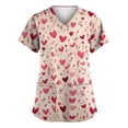 thumbnail image 1 of Scrub Tops for Women Valentine's Day Summer Casual Nursing Working Uniform Funny Lover Heart Print Holiday T Shirts, 1 of 3
