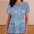 thumbnail image 1 of Scrub Tops for Women V Neck Short Sleeve Leopard Graphic Print Professional Medical Uniform Relaxed Fit Functional Workwear Clothes for Nurses, 1 of 5