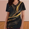 thumbnail image 1 of Scrub Tops for Women V Neck Short Sleeve Novelty Chevron Pattern Professional Nursing Uniform Soft Breathable Functional Pockets Work Clothes, 1 of 5