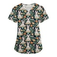 thumbnail image 1 of Scrub Uniforms For Women，Womens Scrub Tops - Short Sleeve V-Neck Easter Printed Scrub Top Women Uniform Shirts with Side Pockets，Royal Blue，S, 1 of 4