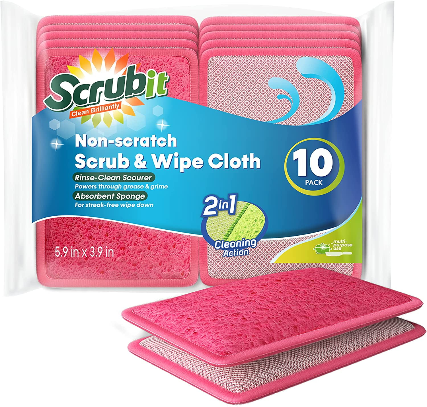 Unique Bargains Non-scratch Scouring Sponge Scrub Pads Kitchen Cleaning Pads  Green 15pcs : Target
