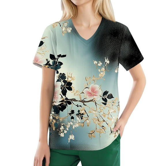 Scrub Women Petite,Moisture-Wicking Nurse Tops for Women - Breathable V-Neck Scrub Top with Chest Pocket - Beige - XXL