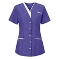 thumbnail image 1 of Scrub for Women Tunics Mock Wrap Short Sleeve Scrubs Tops with Pockets Summer Breathable Nursing Uniform Nurse Smock Lightweight Durable Workwear for Vet & Healthcare, 1 of 3