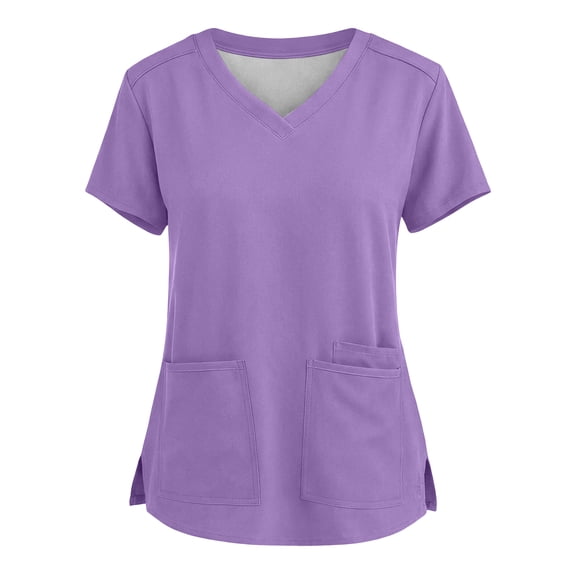 Scrub for Women Modern Classic V-Neck Top with Pockets, 4-Way Stretch, Ultra Soft & Breathable Fabric Purple S