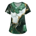thumbnail image 1 of Scrub for Women Petite,Floral Print Medical Tops - Moisture-Wicking V-Neck Scrub Top with Cargo Pockets - Green - XXXXL, 1 of 4