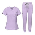 thumbnail image 1 of Scrub for Women Scrubs Top with Classic V-Neck Jogger Pants Medical Nursing Uniform Scrub Set Lavender XS, 1 of 8