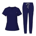 thumbnail image 1 of Scrub for Women Scrubs Top with Classic V-Neck Jogger Pants Medical Nursing Uniform Scrub Set Navy Blue XS, 1 of 8