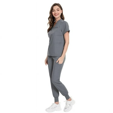 Scrub for Women Scrubs Top with Classic V-Neck Jogger Pants Medical Nursing Uniform Scrub Set Olive Green XS