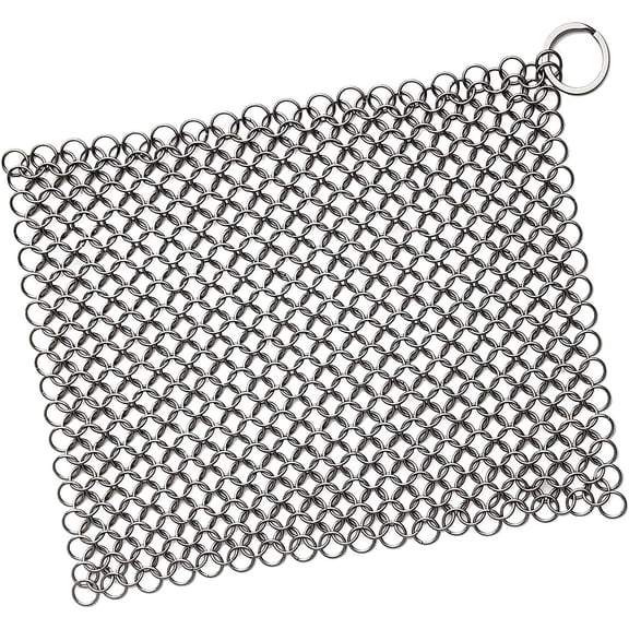 Scrubber Chainmail - Cleaner for Cast Iron Stainless Steel Anodized Cookware Scraper Cleaning Dutch Ovens Scourer for All Types of Skillet Griddles Cast Iron Pans Pots Grills & Dutch Ovens By Krisp