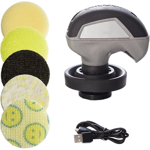 Scrubber Kit with 5 Scrub Daddy Cleaning Sponge Pads - Waterproof Cordless Electric Spin Scrubber, High Speed, Multi-Surface Cleaning for Kitchen, Household, and Bathroom