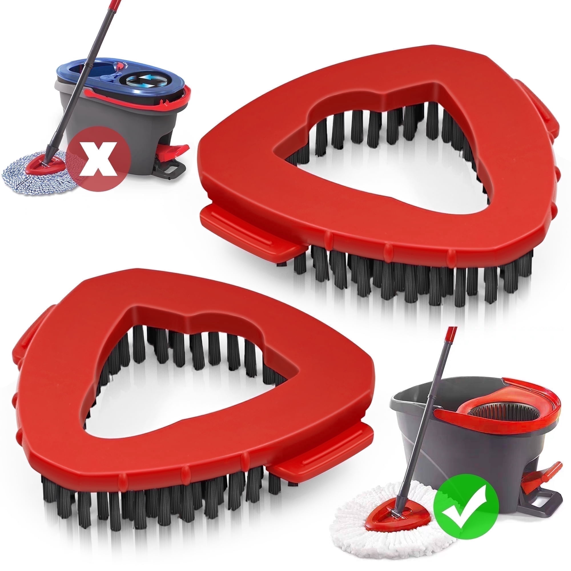 O-NEWE Scrubber for Spin Mop, 2 Pcs Durable Triangle Mop Brush Head ...