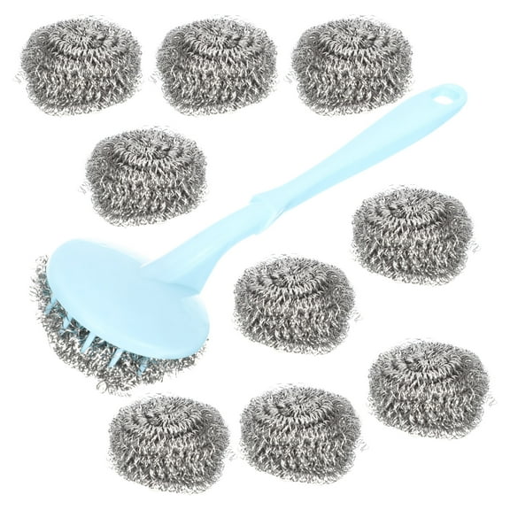 Scrubber Pot with Handles Dish Brush Sos Pads Steel Scourer Sponge Cleaning Ball