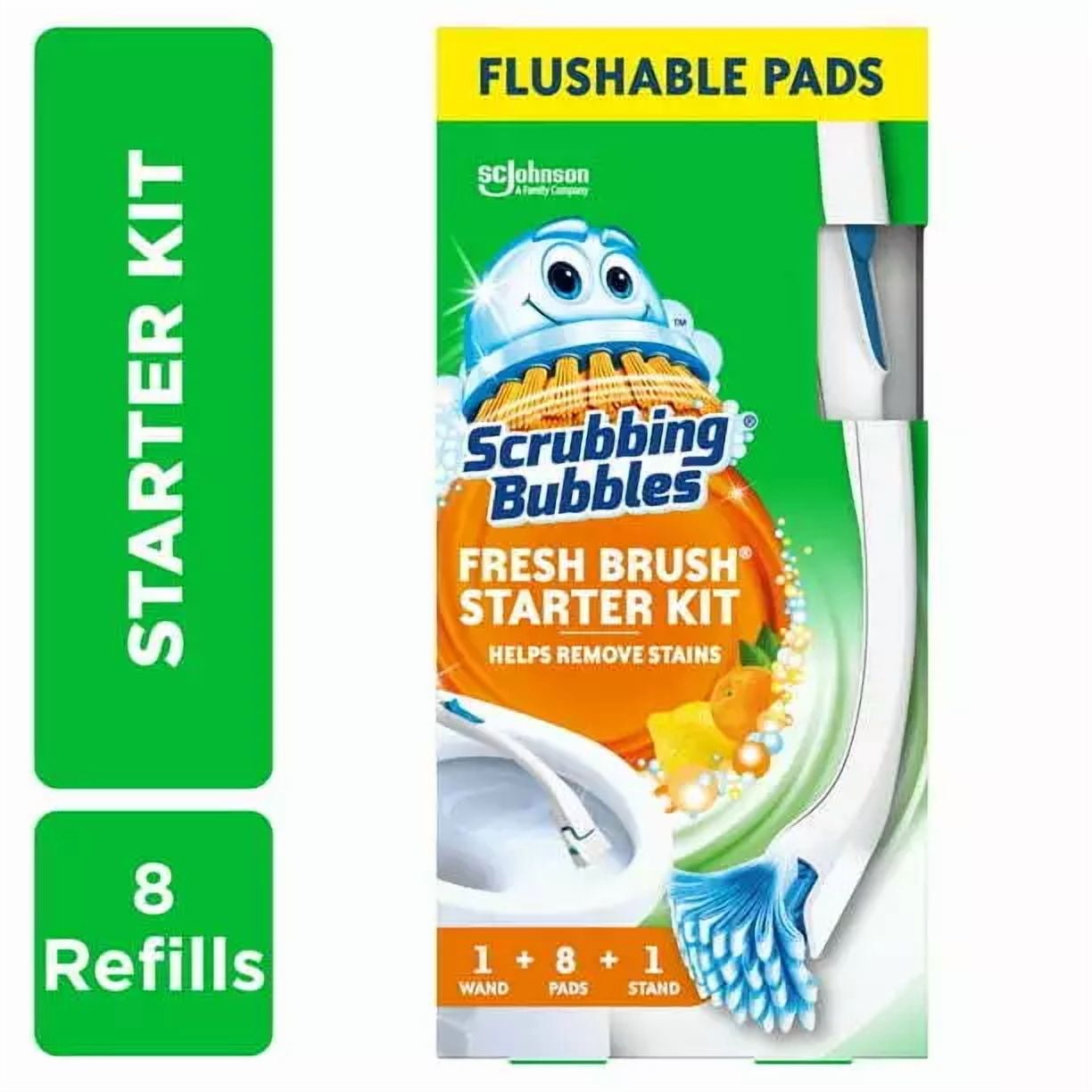 Scrubbing Bubble Fresh Brush Starter Kit Citrus Toilet Cleaning System With Pads