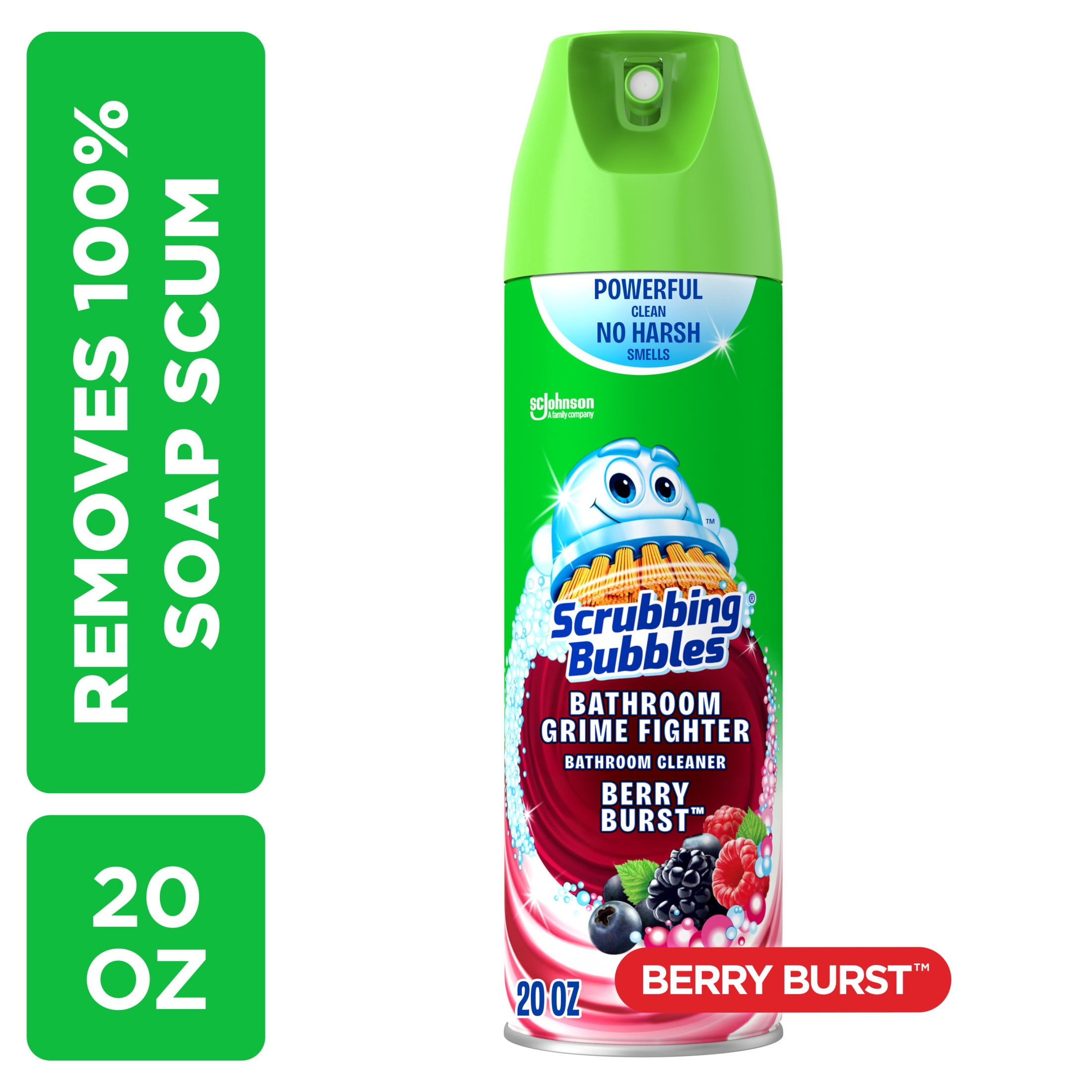 Scrubbing Bubbles Disinfectant Bathroom Shower & Tub Cleaner Grime Fighter Aerosol Spray, Berry Burst, 20oz