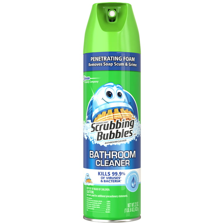 Scrubbing Bubbles Bathroom Grime Fighter Aerosol, Disinfectant Spray;  Effective Tile, Bathtub, Shower and Overall Bathroom Cleaner (1 Aerosol  Spray), Rainshower, 20 oz