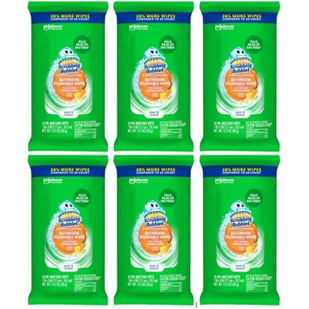 Scrubbing Bubbles Antibacterial Bathroom Flushable Wipes Citrus Action, 36 CT. (Pack of 6)